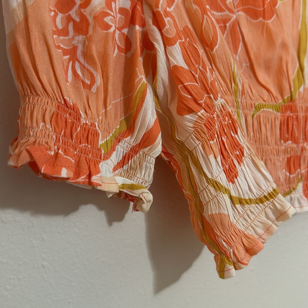 O'Neill Floral V-Neck Crop Top - Orange and White L - Picture 8 of 15